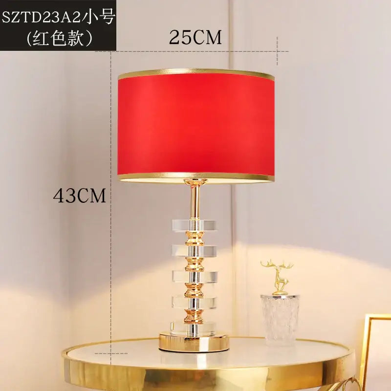 A modern red and gold crystal table lamp with stacked brass accents is ideal bedroom decorbites crystal table lamp
