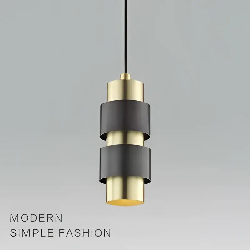 Modern gold arched glass bar pendant lamp with alternating black and brass cylindrical rings for stylish decorbites glass bar pendant lighting