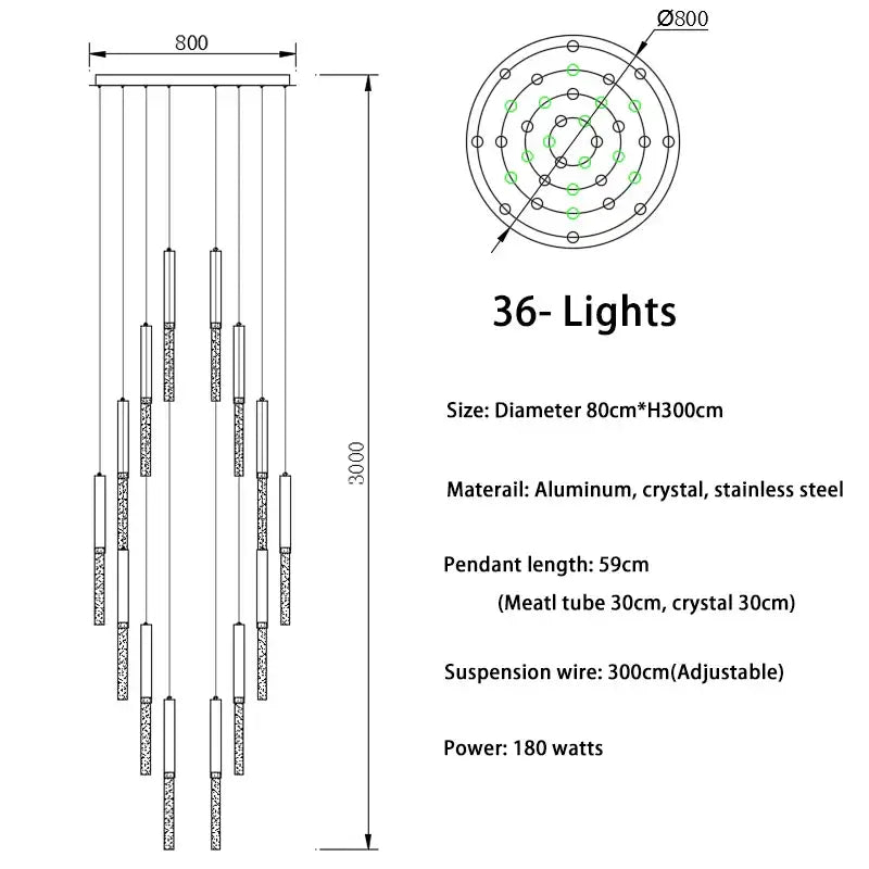 Modern gold art deco crystal led chandelier with 36 lights and circular aluminum frame featuring decorbites crystal led accents