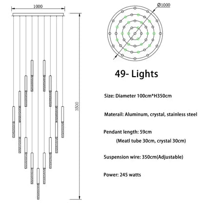 Modern gold art deco crystal led chandelier with 49 lights made of aluminum crystal and stainless steel decorbites crystal led decor