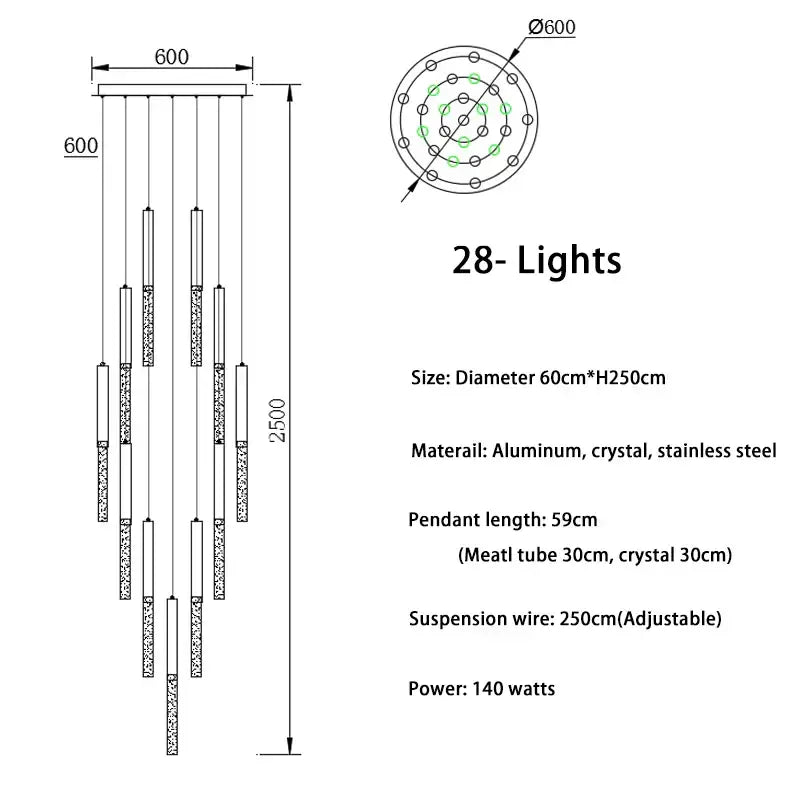 Modern gold art deco crystal led chandelier with 28 lights, circular aluminum frame, and decorbites crystal led accents for living room decor