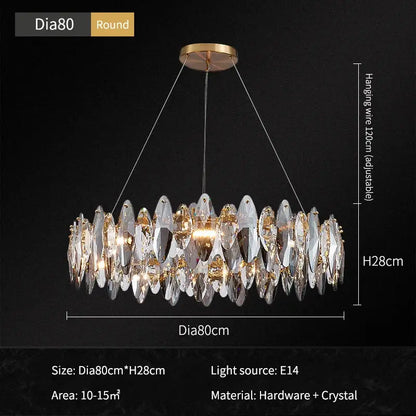 Modern gold ash crystal ceiling chandelier with cascading clear shards and gold hardware for living room decorbites ash crystal