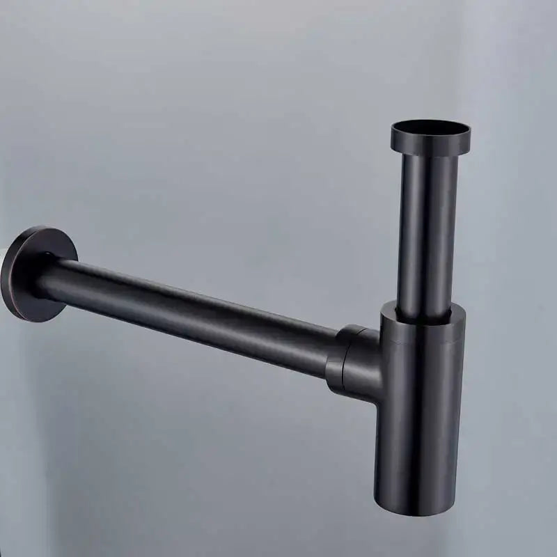 Black matte-finished sink drain pipe in modern gold basin tap kit with deodorization for bathroom hardware