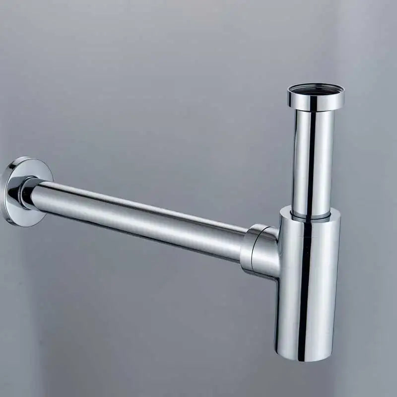 Modern gold basin tap siphon kit featuring a chrome-finished p-trap drain pipe with a sleek, modern design