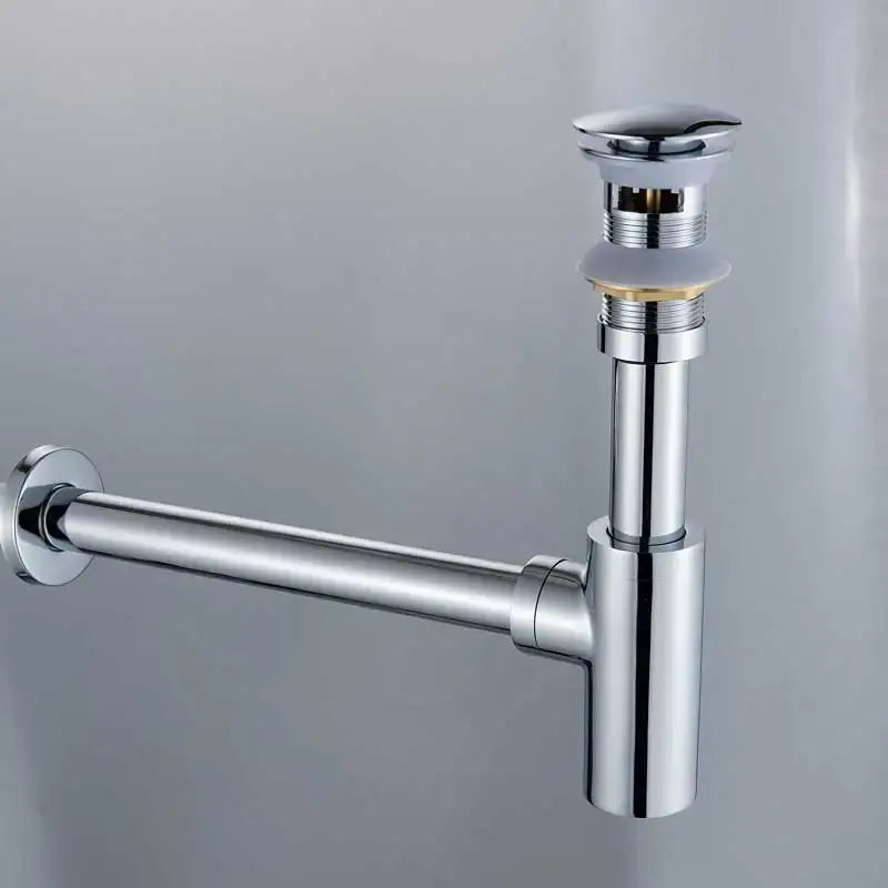 Chrome-finished p-trap siphon kit with threaded connections for modern gold basin tap siphon bathroom pop up drain