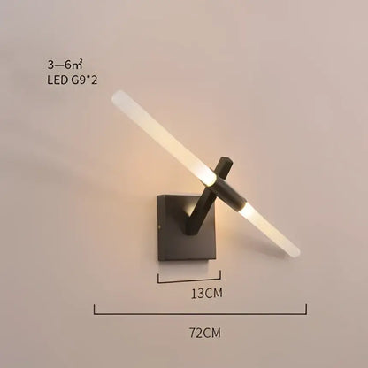 Modern black metal wall sconce with two angled frosted glass led tubes ideal for decorbites branch suspension pendant lighting