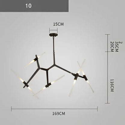 Modern gold and black branch suspension pendant light with sleek black metal arms and clear glass shades for dining room decorbites branch suspension pendant
