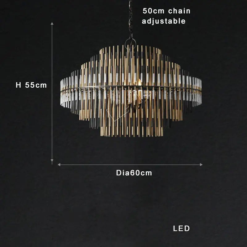 Modern gold and black brass pendant light with multi-tiered concentric glass rods for dining room decorbites brass pendant