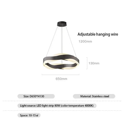 Modern gold and black circle pendant light with elegant black ring and stainless steel construction for living room