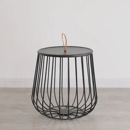 Modern gold and black coffee table wireframe side table with round top and light brown leather handle for living room decorbites gold pumpkin coffee use