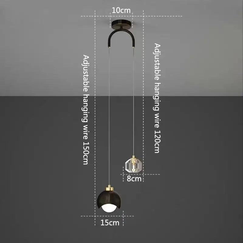 Black and gold modern pendant light with spherical glass shade bulbs included available in multiple color options
