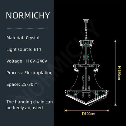 Modern gold and black crystal pendant light with tiered electroplated metal finish stainless steel frame for dining room