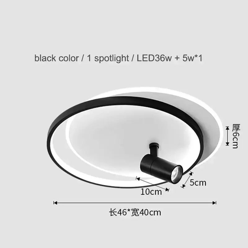 Black circular modern ceiling lights with concentric rings and led spotlight in decorbites dimmable led design