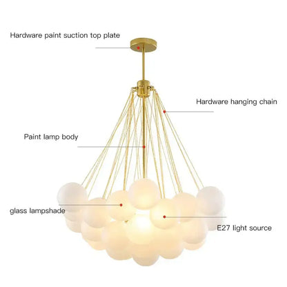 Modern gold and black frosted glass ball chandelier with multiple lampshades for dining room decorbites frosted glass