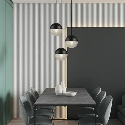 Modern gold and black glass ball led pendant light with frosted spherical glass for stylish bedroom decorbites pendant light