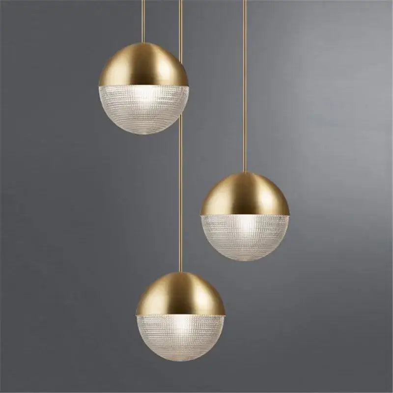 Modern gold and black glass ball led pendant light with gold metallic tops and textured translucent glass for bedroom decorbites decor