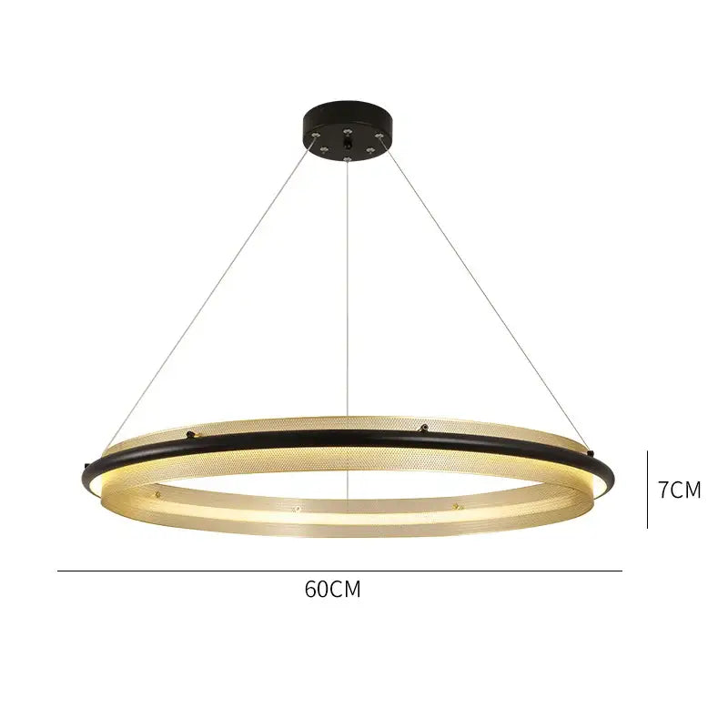 Modern gold and black decorbites honeycomb round pendant light with mesh concentric rings for warm dining room lighting