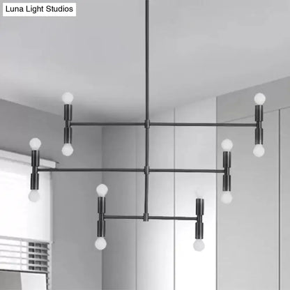 Decorbites modern led island light with gold black finish and rotatable arms featuring a geometric grid design