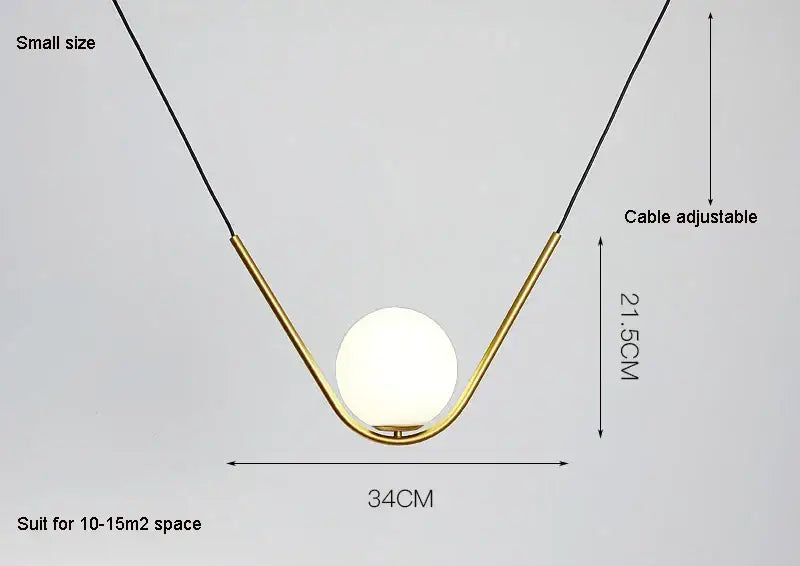 Modern gold black pendant light with v-shaped gold-toned frame and frosted glass globe for dining room decorbites golden black perle