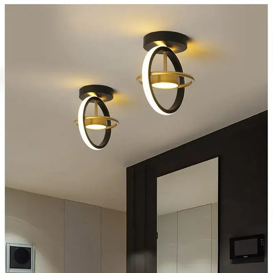 Modern gold and black ring led ceiling light with illuminated circular bands for living room decorbites led ceiling light