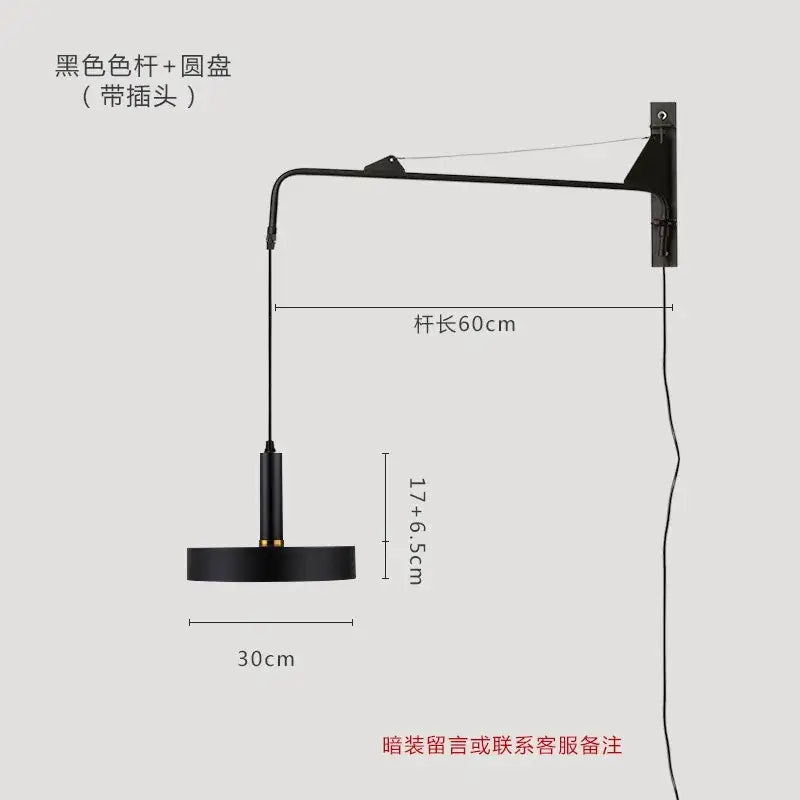 Black wall lamp with gold black swing arm and articulated design for modern bedroom decorbites gold black lighting