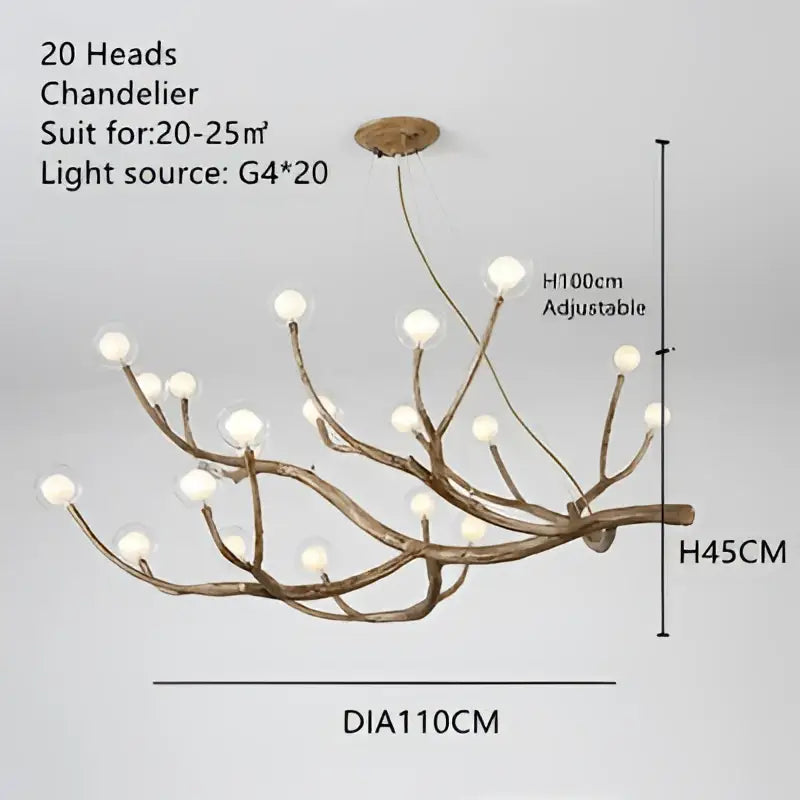 Modern gold branch glass bubble resin pendant light with 20 frosted glass globes for dining room decorbites glass bubble