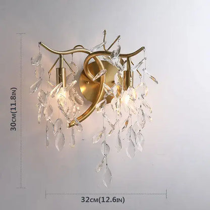 Modern gold branching decorbites crystal chandelier with gold-toned wall sconce and dangling crystal teardrop pendants