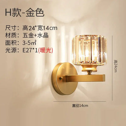 Modern gold brass crystal wall sconce with faceted crystal shade and brushed metal base for bedroom decorbites crystal modern lighting