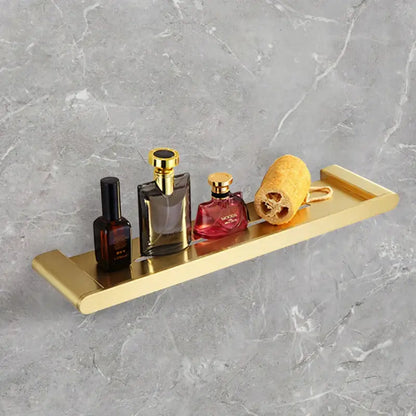 Modern gold brushed metal bathroom shelf with sleek design from decorbites bathroom accessories set for stylish bathroom decor