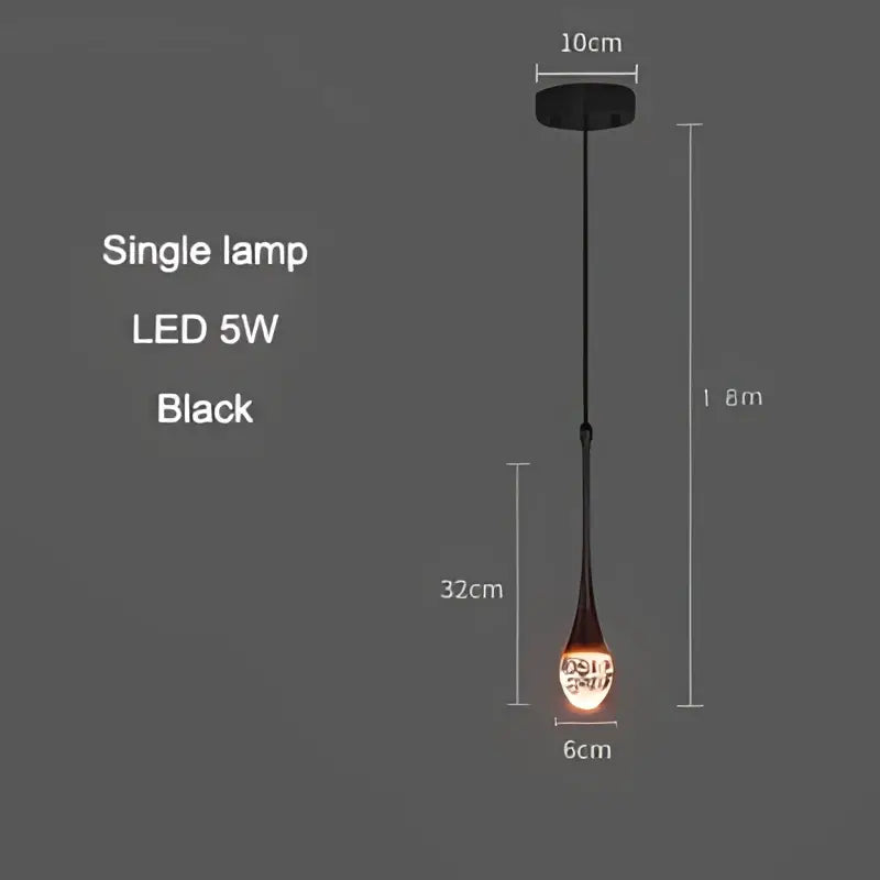 Black LED pendant light with sleek teardrop glass shade and 5w bulb in modern gold bubble crystal chandelier decorbites design