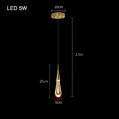 Modern gold bubble crystal chandelier pendant light with gold-toned teardrop glass shade and led 5w bulb by decorbites