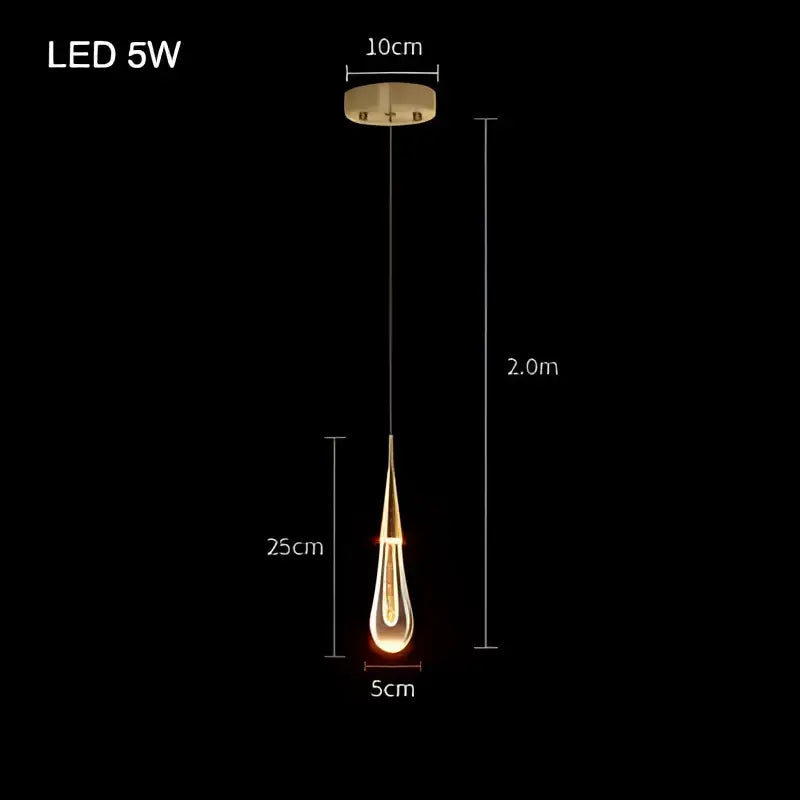 Modern gold bubble crystal chandelier pendant light with gold-toned teardrop glass shade and led 5w bulb by decorbites
