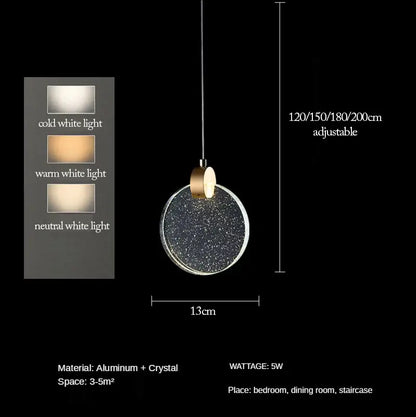 Modern gold bubble crystal pendant light with speckled glass shade and aluminum hardware for living room lighting