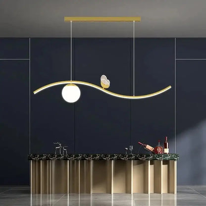 Modern gold butterfly chandelier pendant lamp with curved design and integrated bulb ideal for dining room decorbites butterfly chandelier