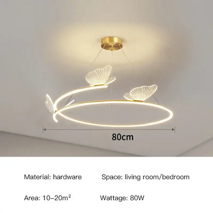 Modern gold butterfly design ceiling chandelier with two illuminated led butterfly elements for living room decorbites butterfly design