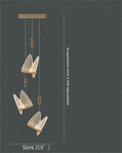 Modern gold butterfly led chandelier featuring a gold-toned butterfly pendant with intricate mesh and beaded accents decorbites butterfly led
