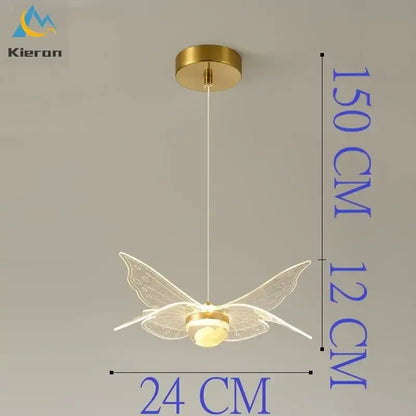Modern gold butterfly led chandelier with translucent etched wings and central bulb for elegant dining room decorbites butterfly led