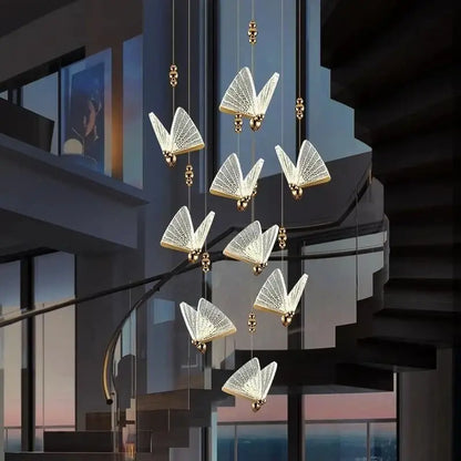 Modern gold butterfly led pendant lamp with illuminated butterfly lights and intricate lattice metal frame for bedroom decorbites butterfly led lighting