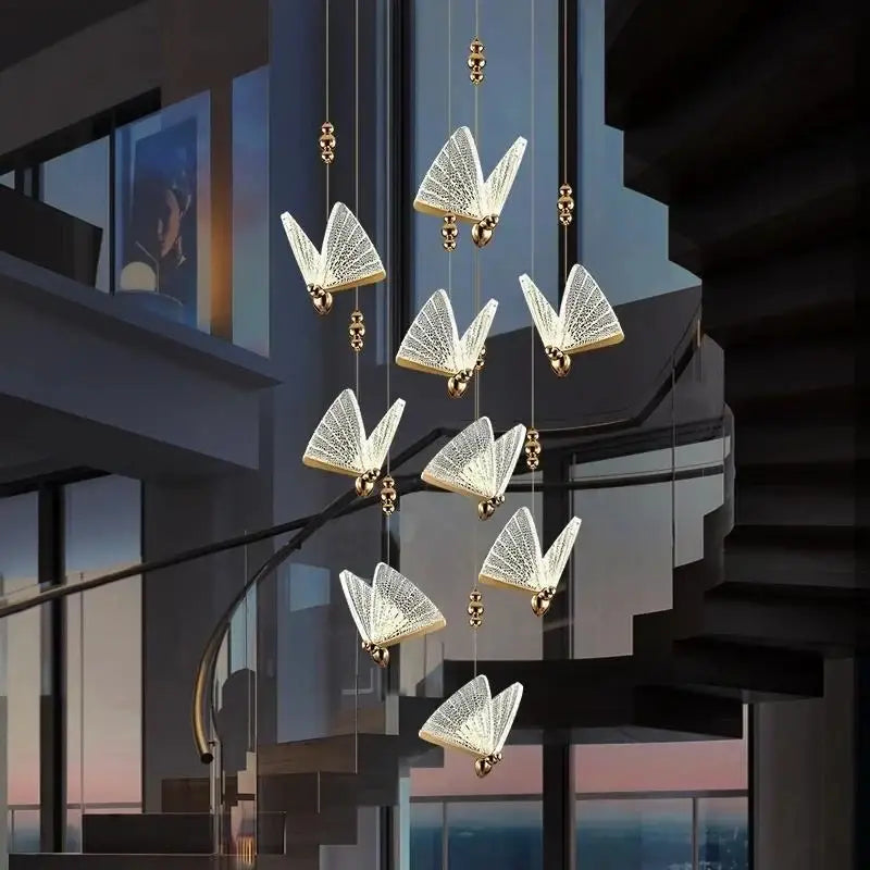 Modern gold butterfly led pendant lamp with illuminated butterfly lights and intricate lattice metal frame for bedroom decorbites butterfly led lighting