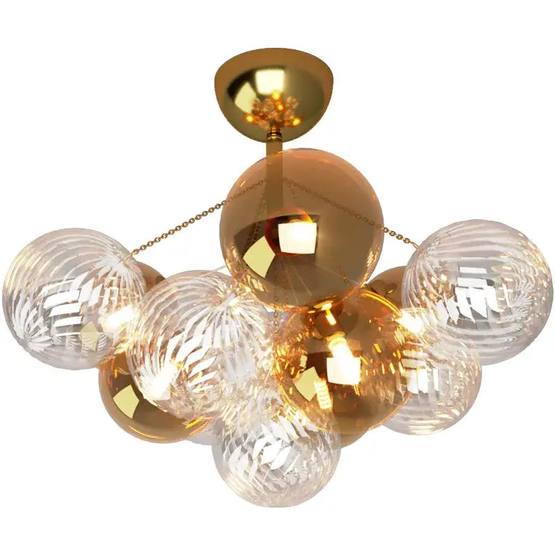 Modern gold cartoon bubble ball chandelier with clear glass globe design for kids room decorbites cartoon bubble lighting