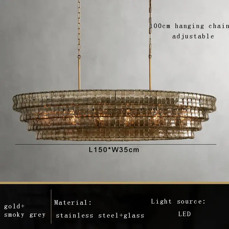 Modern gold cascading crystal pendant lights featuring brown glass pendant design in stainless steel for dining room decorbites brown glass