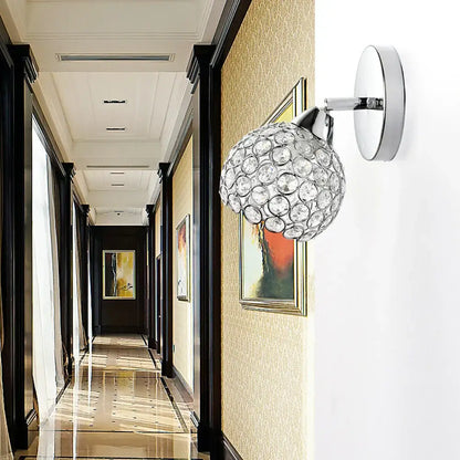 Modern gold and chrome crystal wall sconce with a spherical globe design for bedroom decorbites crystal wall lighting