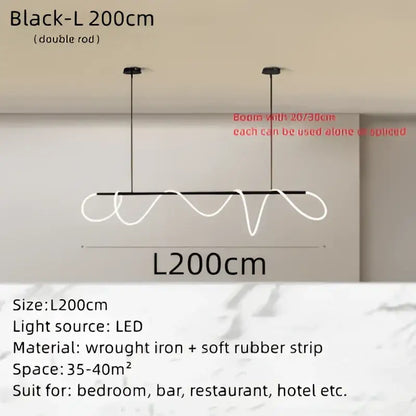 Black led pendant light with wrought iron frame and soft rubber strip for modern interiors decorbites circle note linear light