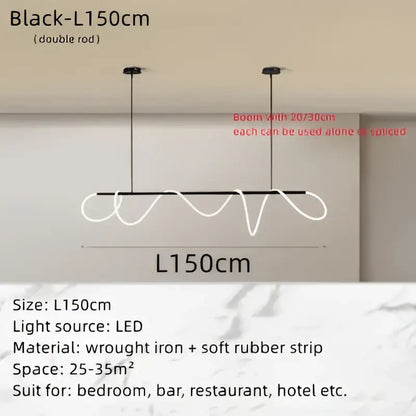 Black led pendant light with wrought iron frame and soft rubber strip for modern interiors decorbites circle note linear