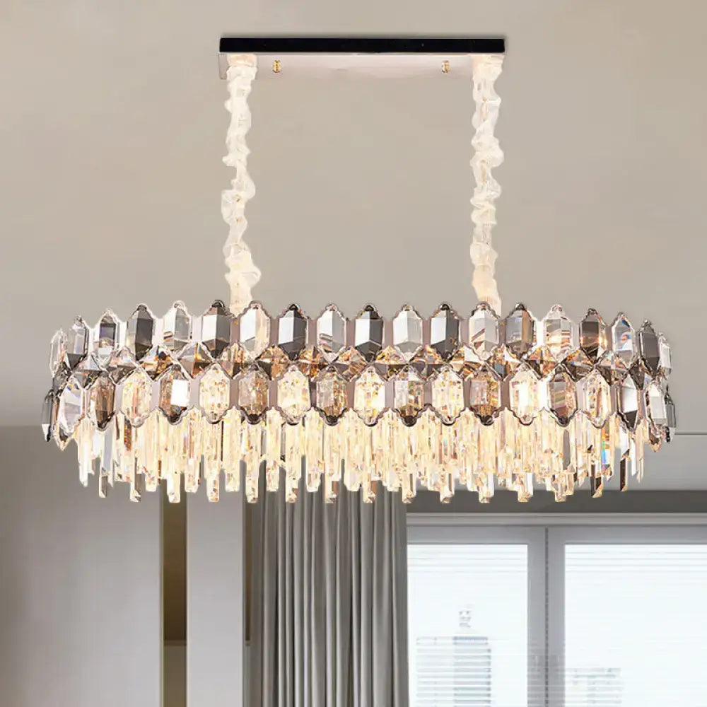 Elegant decorbites™ gold circle suspension pendant light with black mount, faceted crystal prisms, and glass droplets