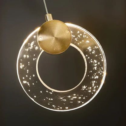 Modern gold circular crystal led chandelier featuring translucent acrylic rings with sparkling led lights for living room decorbites circular crystal lighting