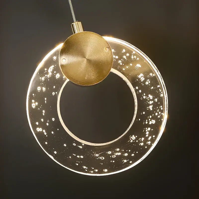 Modern gold circular crystal led chandelier featuring translucent acrylic rings with sparkling led lights for living room decorbites circular crystal lighting
