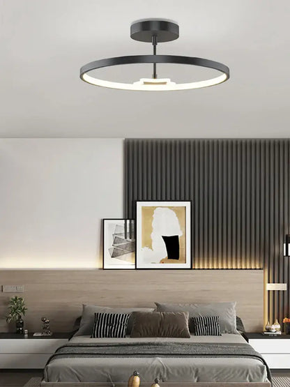Modern black circular led ceiling lamp with sleek minimalist design and integrated lighting for decorbites circular led use