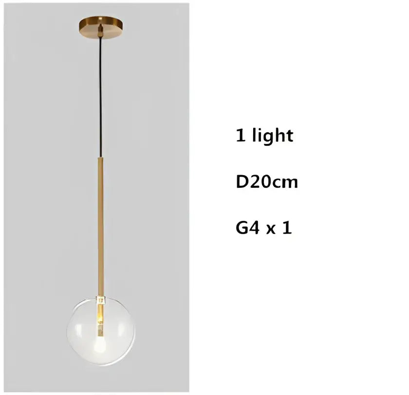 A modern gold clear glass globe pendant light with brass-finished rod ideal for dining room decorbites clear glass decor