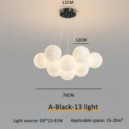 Modern gold cloud bubble ball pendant lights with frosted white bulbs and black mount for dining room decorbites bubble ball led
